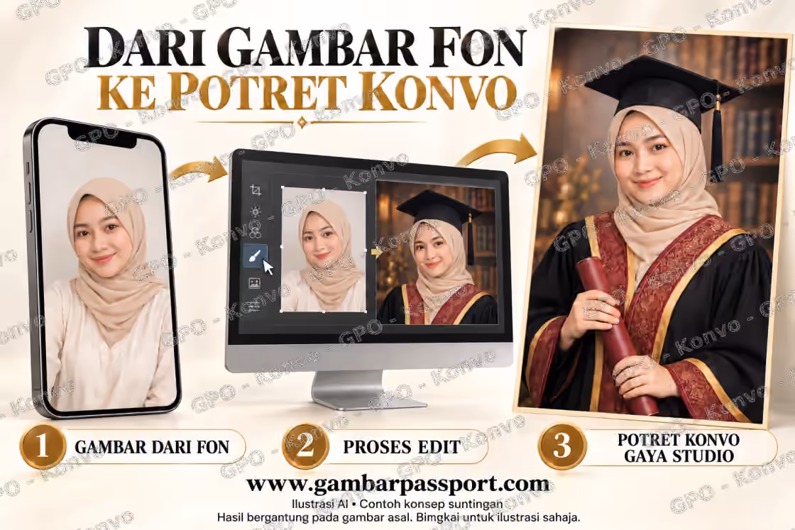 Ilustrasi aliran gambar telefon, proses edit dan potret konvo solo gaya studio